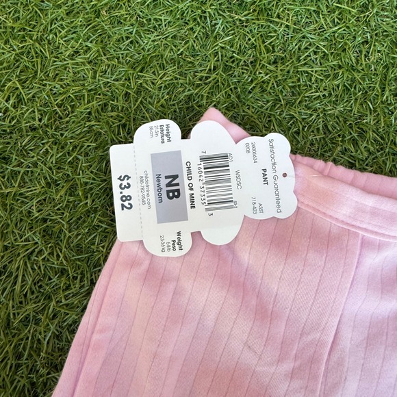 Vtg‎ Y2K Child of Mine Newborn Pink Ribbed Ruffle Flower Capri Pants Bottoms - Picture 2 of 4